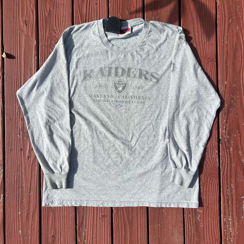 Vintage NFL Originals Oakland Raiders Long Sleeve T-Shirt Gray